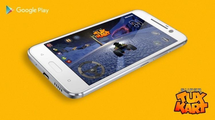 بازی Super Tux Kart بر روی صفحهی گوشی