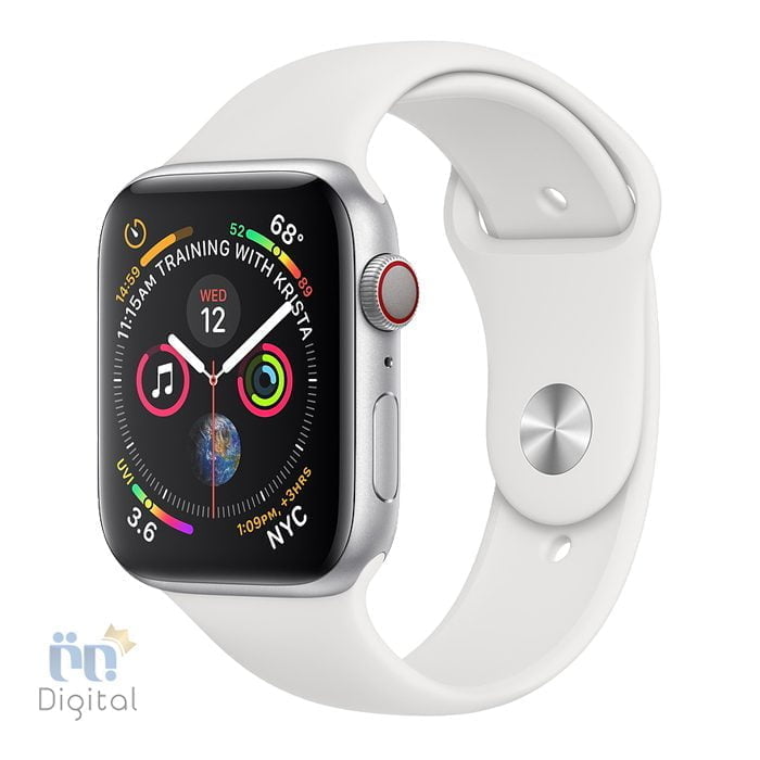 ساعت هوشمند اپل واچ سری ۴ مدل ۴۰MM Silver Aluminum Case With White Sport Band-Mu642