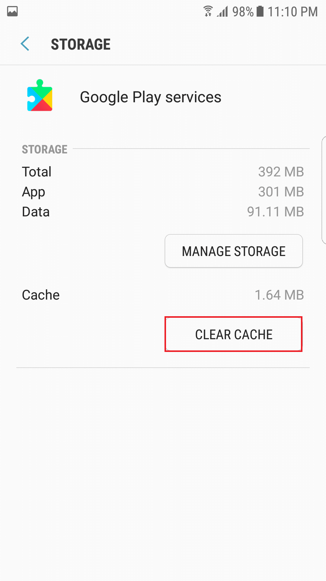 clear google play cache