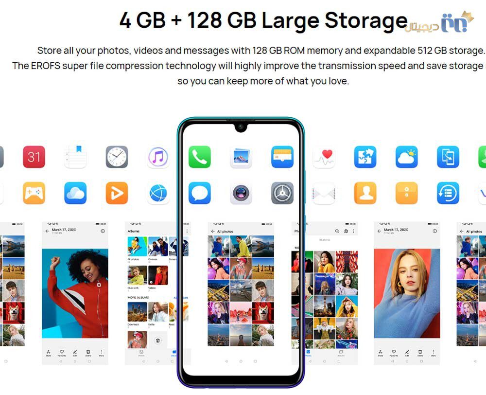 رم ۴ و حافظه داخلی ۱۲۸ گیگی در گوشی موبایل هواوی مدل P Smart 2020
