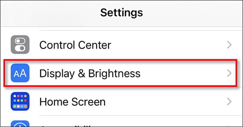 تنظیمات صفحه نمایش و روشنایی iOS