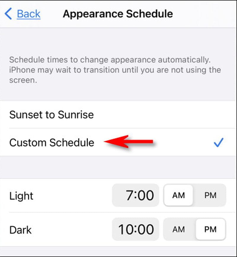 زمانبندی دارک مد iOS