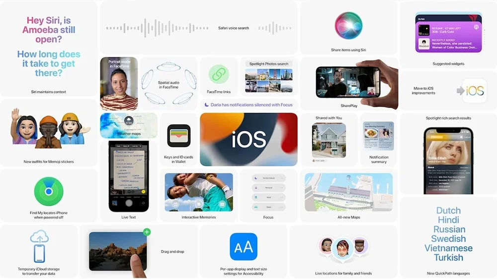 ویژگی های جدید iOS 15