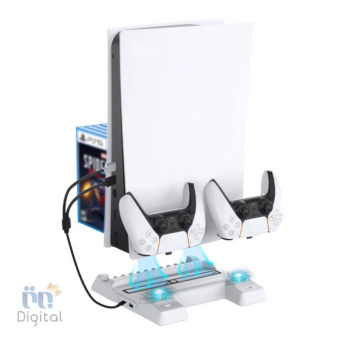وصل کردن دسته‌ها و کنسول به پایه خنک‌کننده و شارژر پلی‌استیشن ۵ دابی TP5-0593