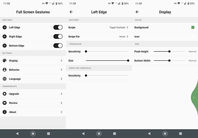 Full Screen Gestures برای اندروید