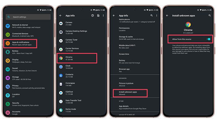 نصب برنامه‌ها از طریق منابع ناشناس