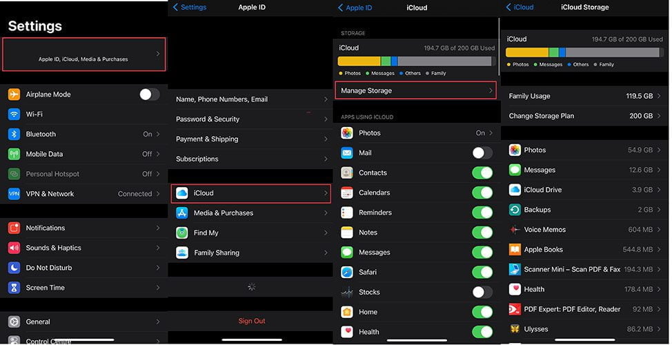 ازاد کردن فضای ذخیره سازی icloud: دسترسی به تنظیمات iCloud در سیستم عامل iOS