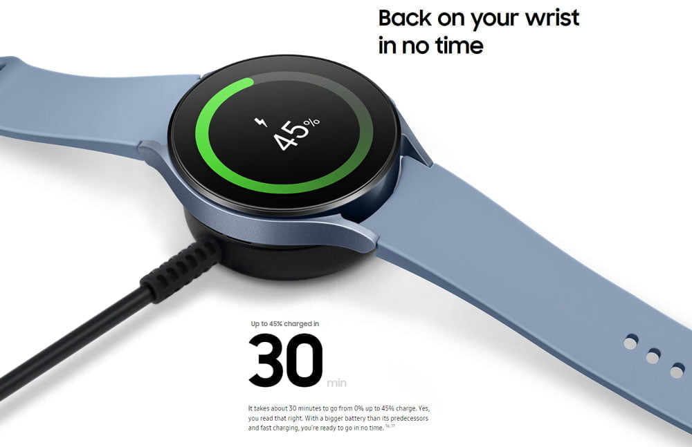 سرعت شارژ در Galaxy watch 5