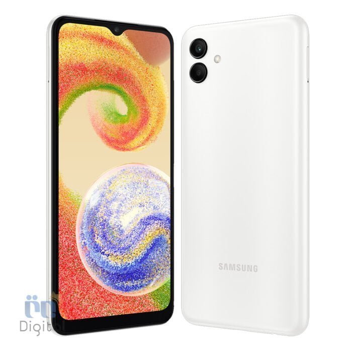 نمای زاویه دار از قاب پشتی و نمایشگر Galaxy A04
