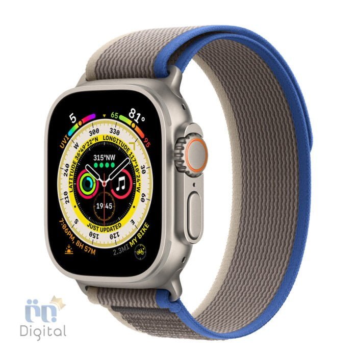 اپل واچ اولترا Titanium Case with Blue/Gray Trail Loop