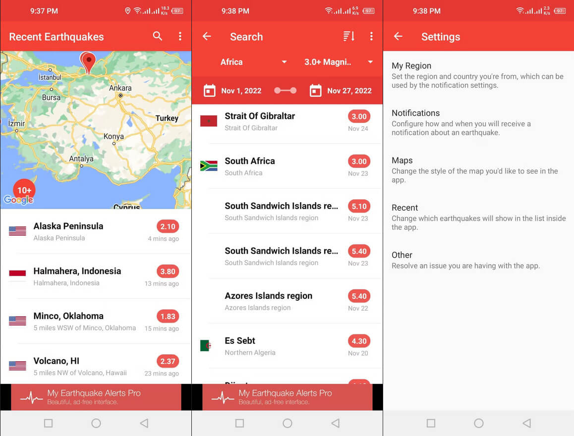 بهترین برنامه‌های هشدار زلزله اندروید ؛ برنامه My Earthquake Alerts
