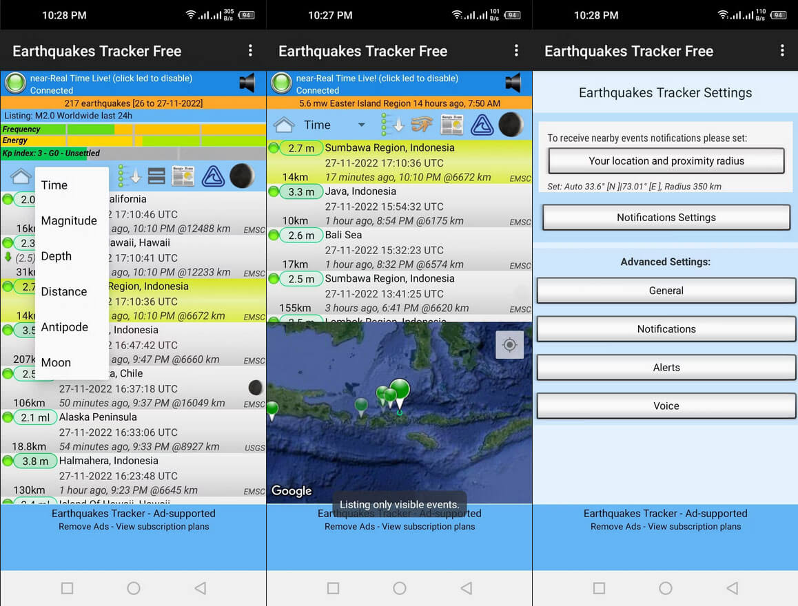 بهترین برنامه‌های هشدار زلزله اندروید؛ برنامه Earthquakes Tracker
