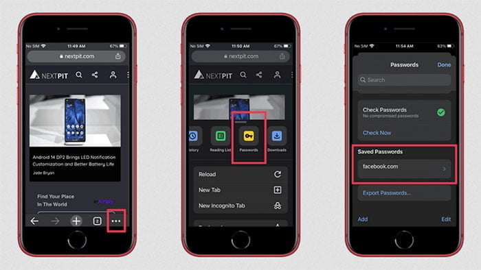 مدیریت گذرواژه‌های اکانت گوگل در مرورگر کروم iOS