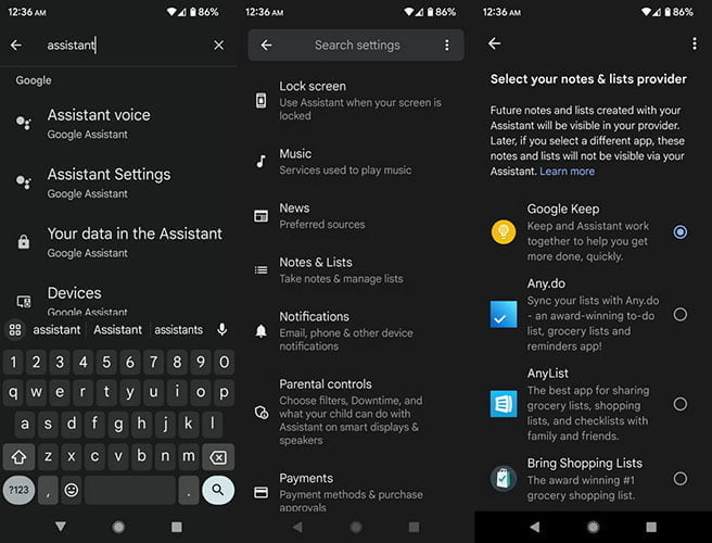 ادغام کامل Google Keep با برنامه Google Assistant