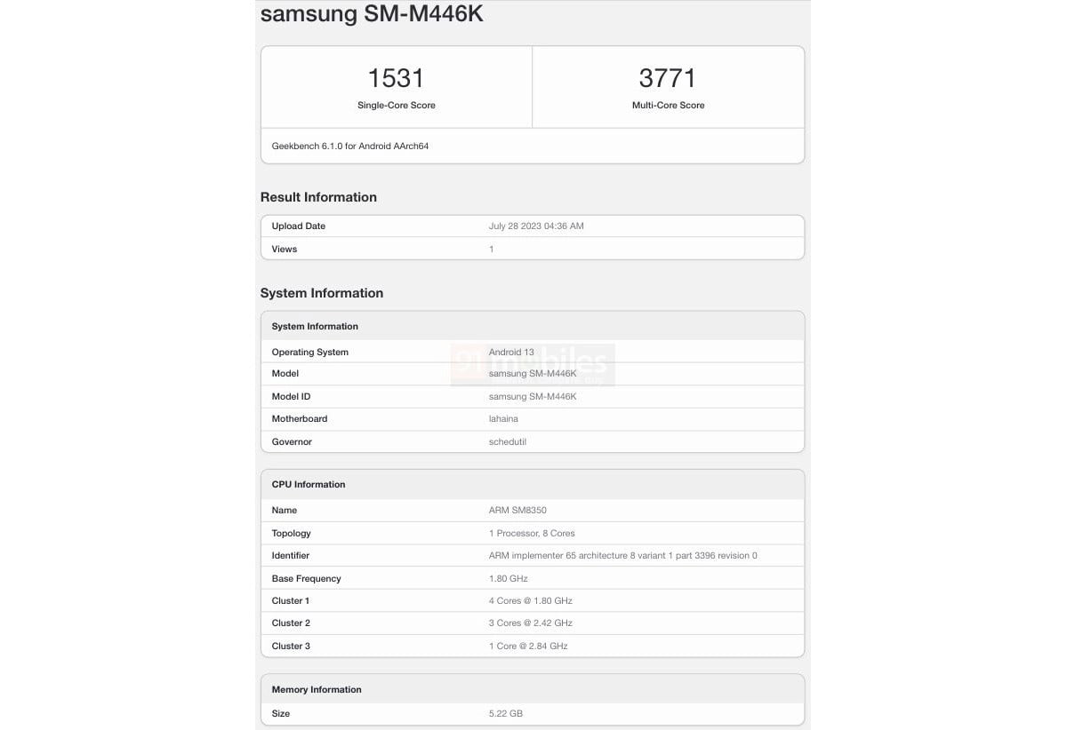 سخت افزار Galaxy m44