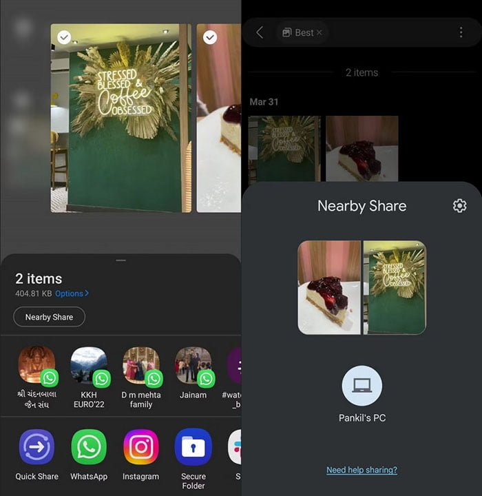 کپی فایلها با استفاده از Nearby Share