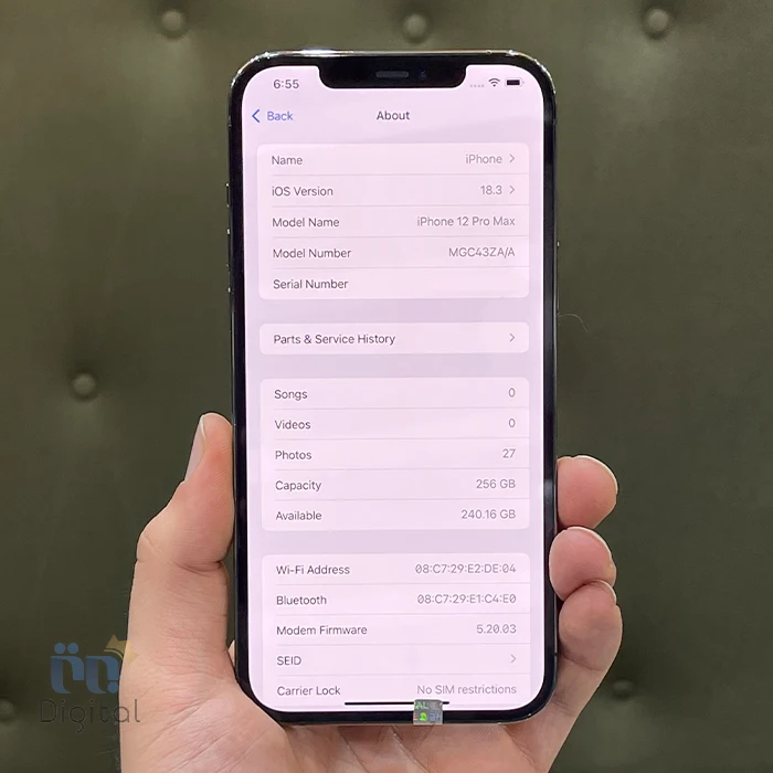 صفحه مشخصات گوشی موبایل اپل مدل iPhone 12 promax zaa دو سیم کارت حافظه ۲۵۶