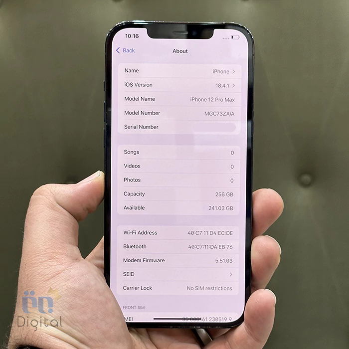 اطلاعات گوشی موبایل اپل مدل iPhone 12 Pro Max ZAA دو سیم کارت حافظه ۲۵۶ گیگابایت – کارکرده