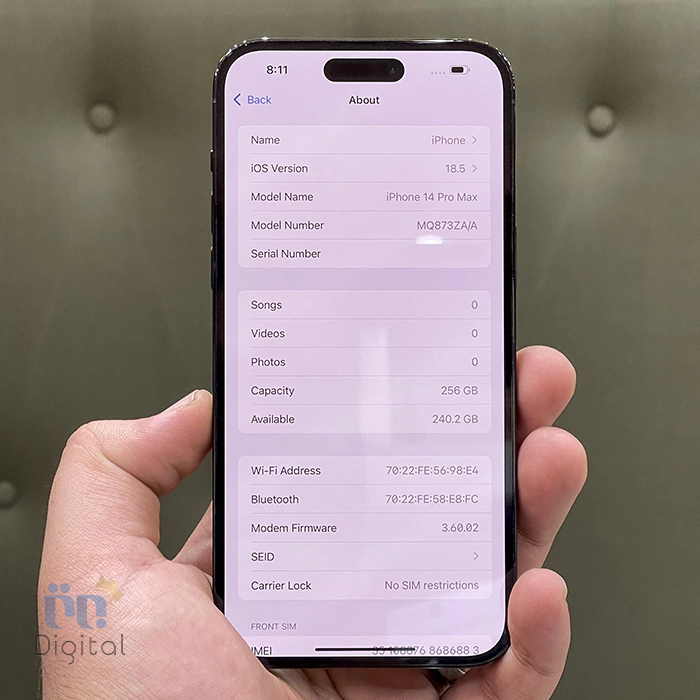 اطلاعاتت بخش درباره گوشی iPhone 14 Pro Max ZAA در حد نو