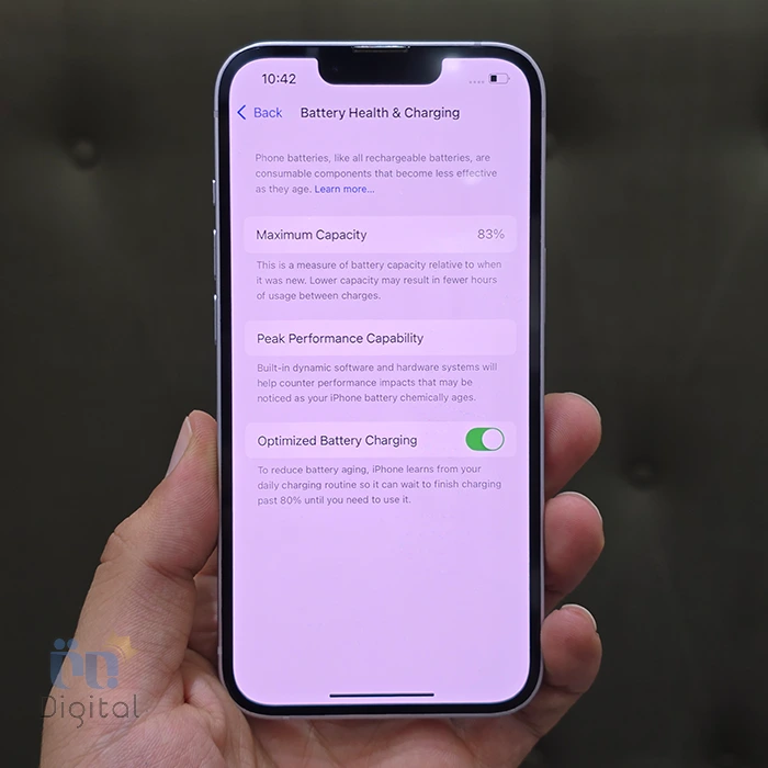خرید گوشی کارکرده iPhone 14 cha دو سیم کارت حافظه ۱۲۸ گیگابایت | نمای صفحه باتری