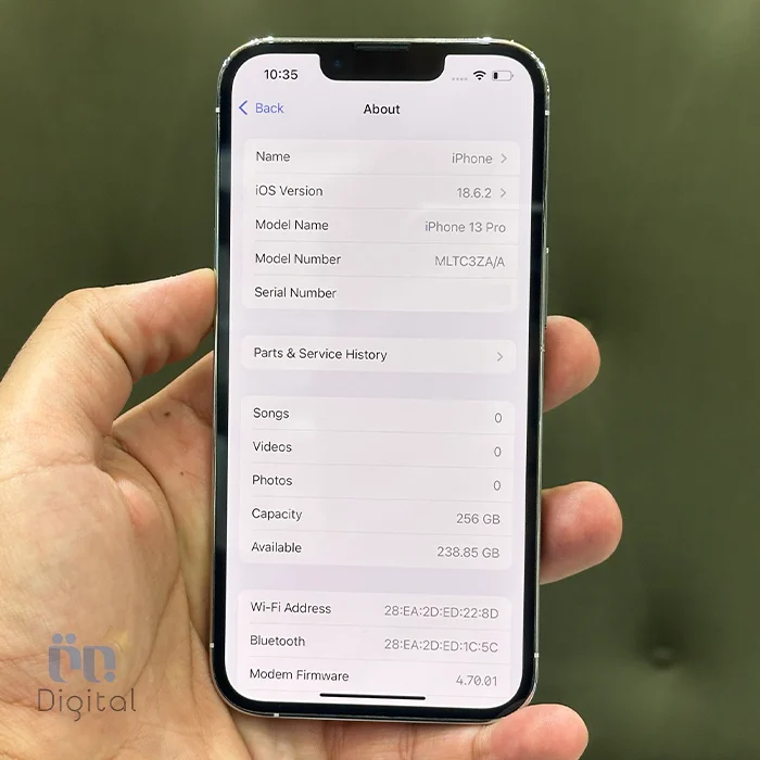 گوشی موبایل اپل مدل iPhone 13 Pro ZAA دو سیم کارت حافظه ۲۵۶ گیگابایت – کارکرده | نمای صفحه مشخصات