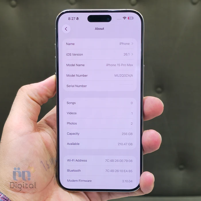 گوشی موبایل اپل مدل iPhone 15 Pro Max ZAA دو سیم کارت حافظه ۲۵۶ گیگابایت – در حد نو | نمای صفحه مشخصات