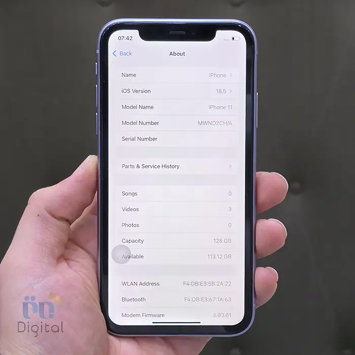 گوشی موبایل اپل مدل iPhone 11 CHA دو سیم کارت حافظه ۱۲۸ گیگابایت – کارکرده | نمای صفحه مشخصات