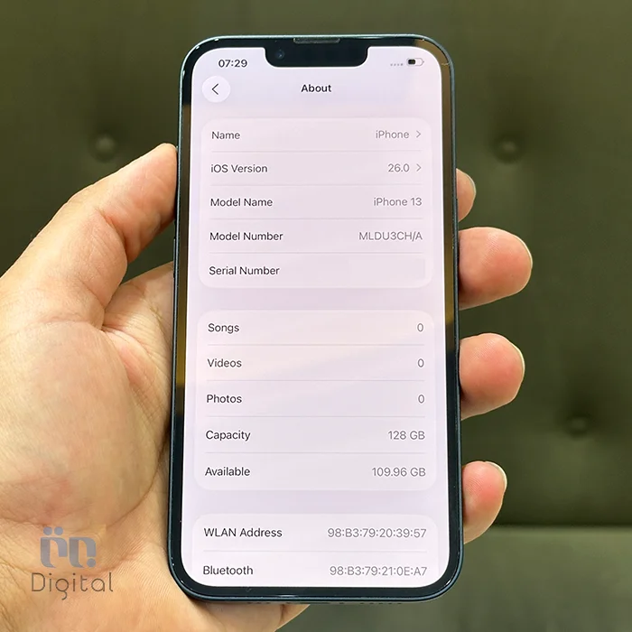 گوشی موبایل اپل مدل iPhone 13 CHA دو سیم کارت حافظه ۱۲۸ گیگابایت – کارکرده | نمای صفحه مشخصات