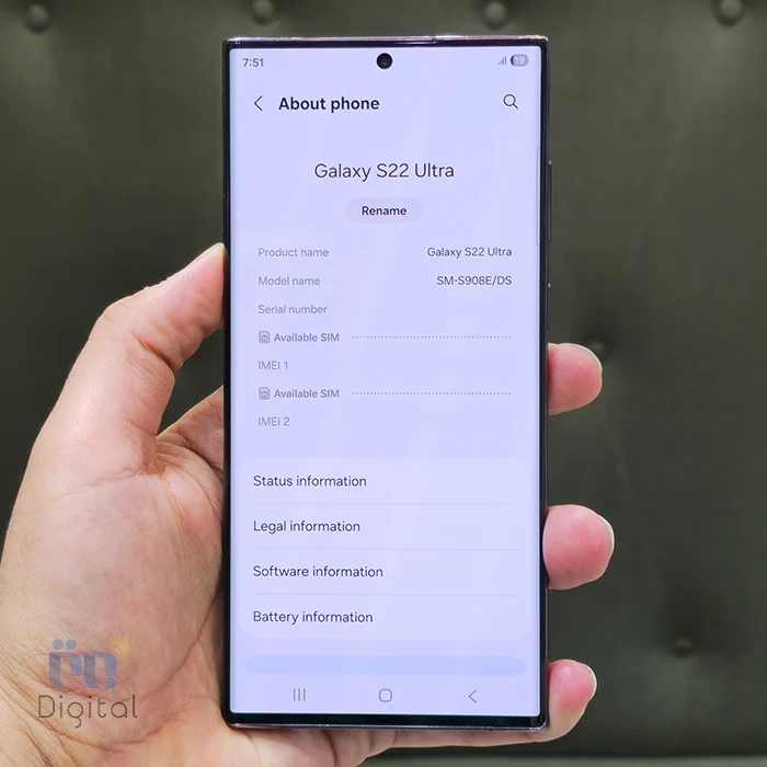 گوشی موبایل سامسونگ مدل گلکسی S22 Ultra 5G حافظه ۲۵۶ گیگابایت با رم ۱۲ گیگابایت –کارکرده | نمای صفحه مشخصات