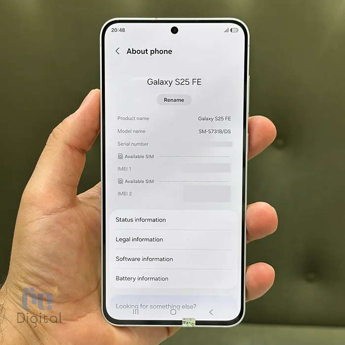 گوشی موبایل سامسونگ مدل گلکسی S25 FE 5G حافظه ۲۵۶ گیگابایت با رم ۸ گیگابایت – در حد نو | نمای صفحه مشخصات