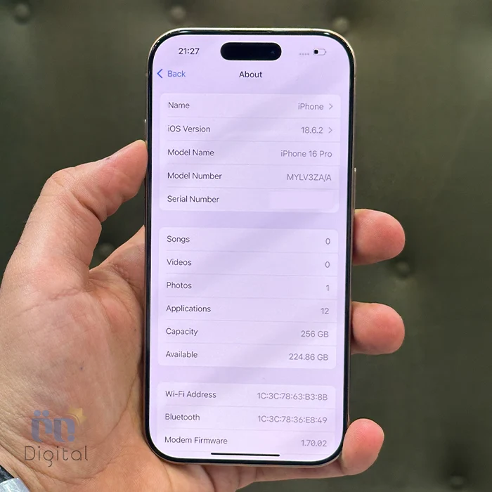 گوشی موبایل اپل مدل iPhone 16 Pro ZAA دو سیم کارت حافظه ۲۵۶ گیگابایت – در حد نو | نمای صفحه مشخصات