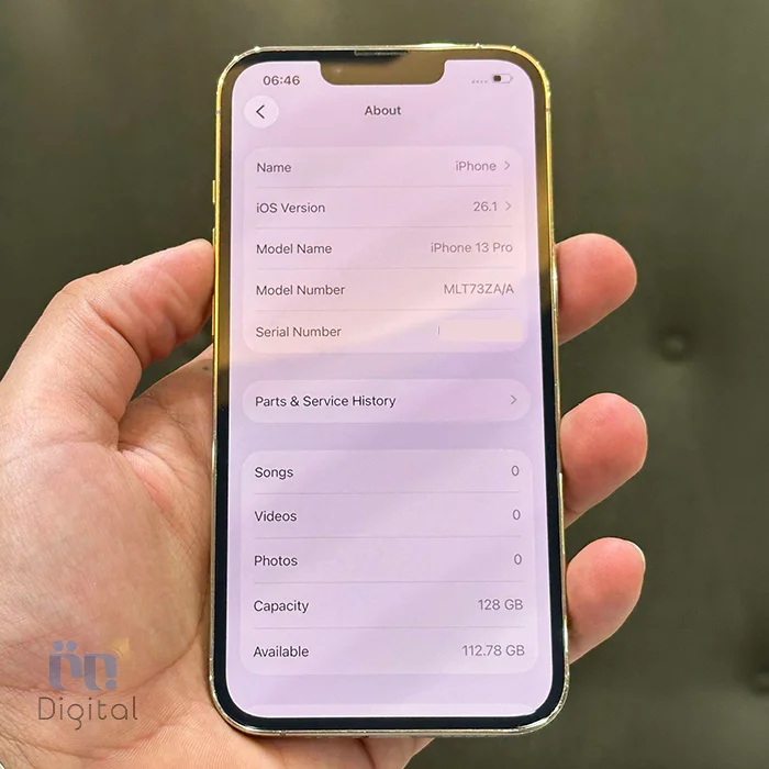 گوشی موبایل اپل مدل iPhone 13 Pro ZAA دو سیم کارت حافظه ۱۲۸ گیگابایت – کارکرده | نمای صفحه مشخصات