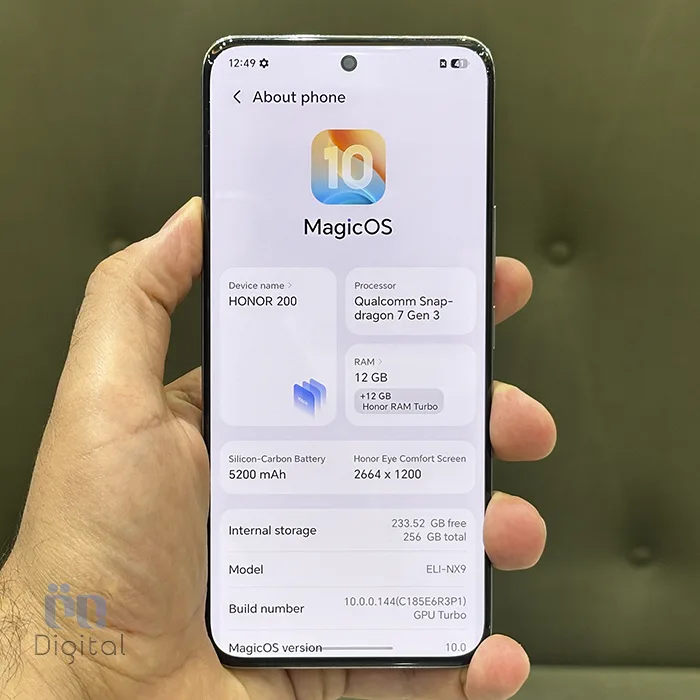 گوشی موبایل آنر مدل Honor 200 5G حافظه ۲۵۶ گیگابایت با رم ۱۲ گیگابایت – کارکرده | نمای صفحه مشخصات