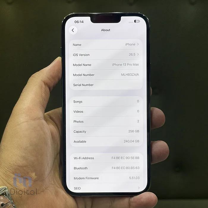 گوشی موبایل اپل مدل iPhone 13 Pro Max ZAA دو سیم کارت حافظه ۲۵۶ گیگابایت – کارکرده | نمای صفحه مشخصات