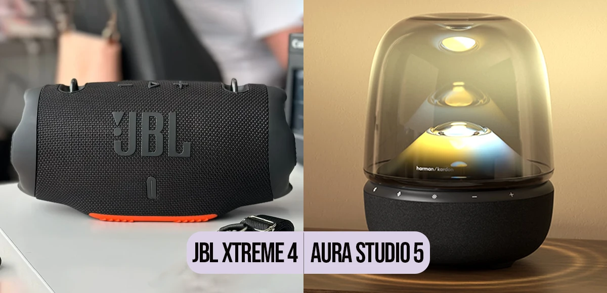 مقایسه هارمن کاردون Aura Studio 5 با جی بی ال Xtreme 4 در طراحی ظاهری