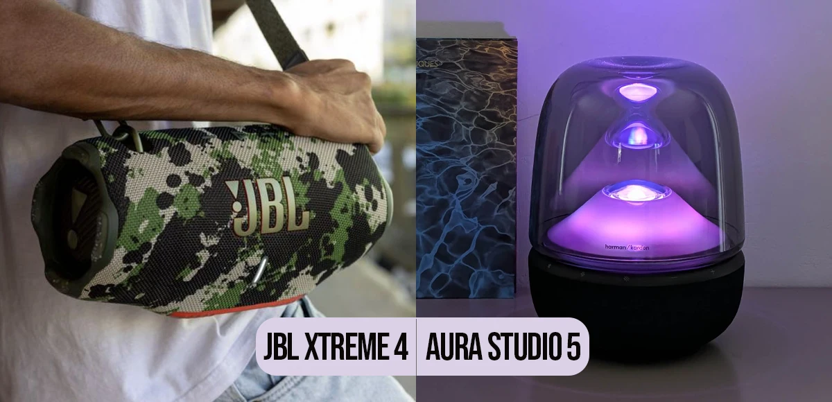 مقایسه اسپیکر Aura Studio 5 با JBL Xtreme 4 در نورپردازی