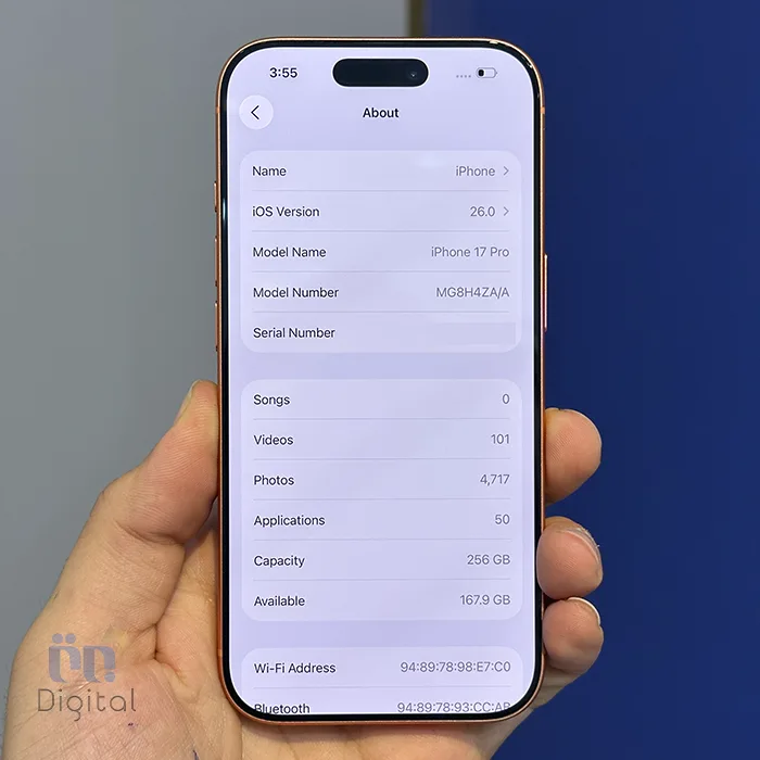گوشی موبایل اپل مدل iPhone 17 Pro ZAA دو سیم کارت حافظه ۲۵۶ گیگابایت – کارکرده | نمای صفحه مشخصات