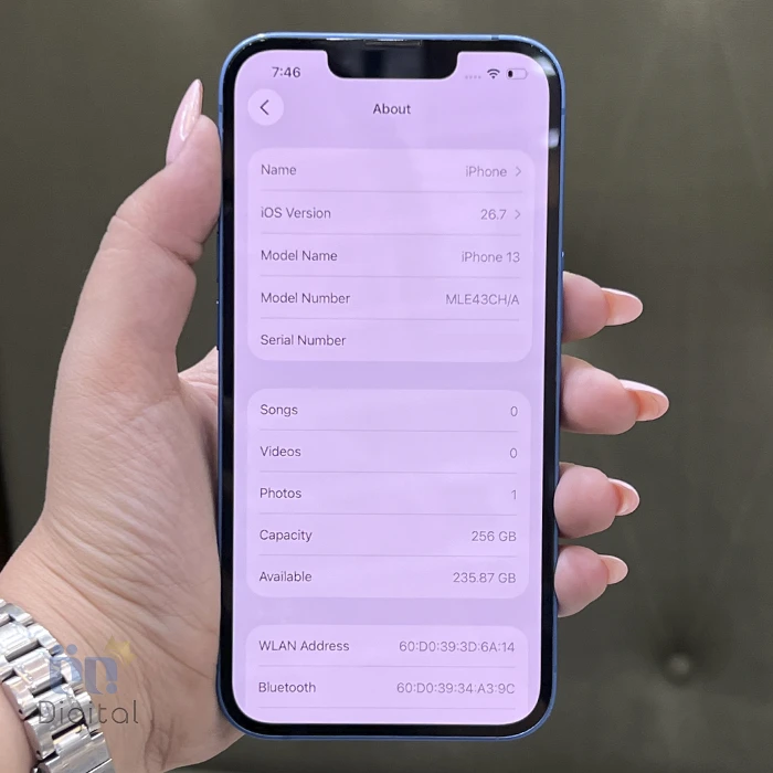 گوشی موبایل اپل مدل iPhone 13 CHA دو سیم کارت حافظه ۲۵۶ گیگابایت - کارکرده | نمای صفحه مشخصات