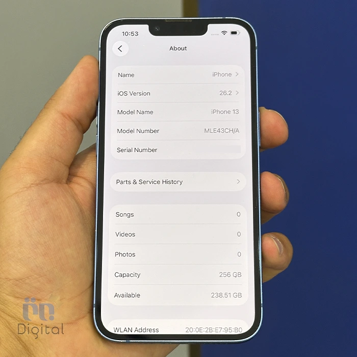 گوشی موبایل اپل مدل iPhone 13 CHA دو سیم کارت حافظه ۲۵۶ گیگابایت – کارکرده | نمای صفحه مشخصات