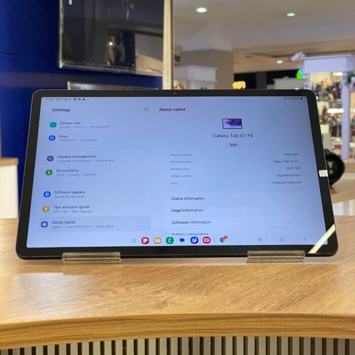 تبلت سامسونگ مدل Galaxy Tab S7 FE تک سیم کارت حافظه ۶۴ گیگابایت با رم ۴ گیگابایت همراه با قلم – در حد نو | نمای صفحه مشخصات