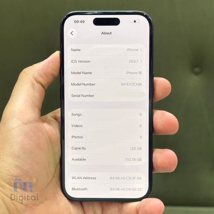 گوشی موبایل اپل مدل iPhone 16 CHA دو سیم کارت حافظه ۱۲۸ گیگابایت – کارکرده