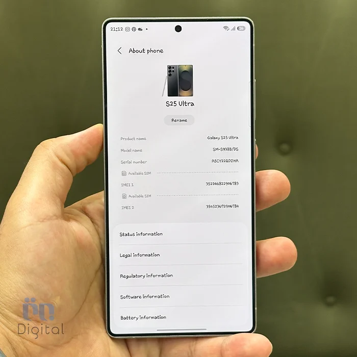 گوشی موبایل سامسونگ مدل گلکسی S25 Ultra 5G حافظه ۲۵۶ گیگابایت با رم ۱۲ گیگابایت – کارکرده | نمای صفحه مشخصات