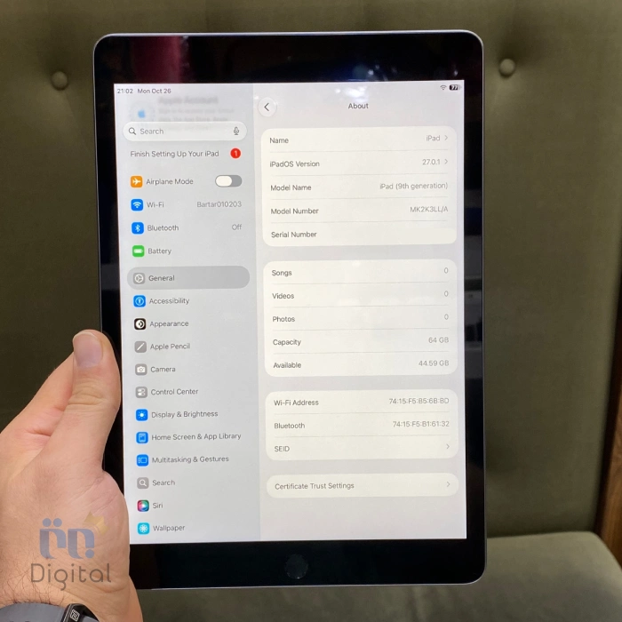 تبلت اپل مدل iPad 9 2023 Wi-Fi ظرفیت ۶۴ گیگابایت - در حد نو
