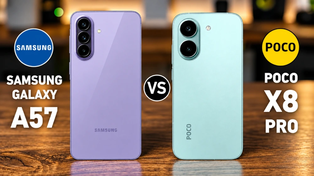 مقایسه گلکسی A57 با پوکو X8 Pro؛ طراحی