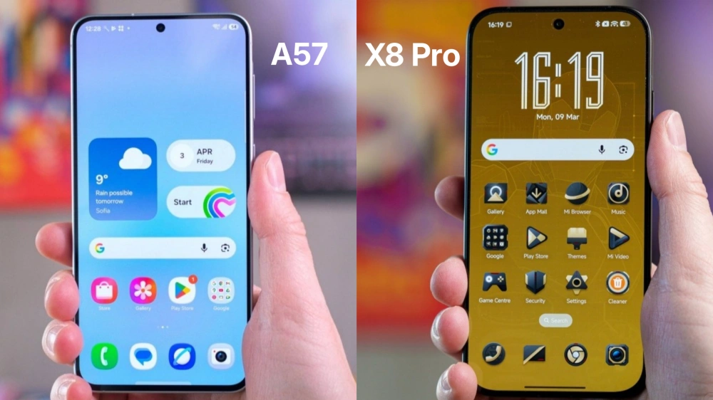مقایسه گلکسی A57 با پوکو X8 Pro؛ نمایشگر