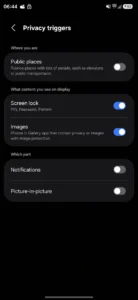 تنظیمات نمایشگر حریم شخصی (Privacy Display) در One UI 8.5